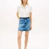 Allover Crest High-Rise Denim Mini Skirt
