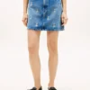 Allover Crest High-Rise Denim Mini Skirt