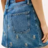 Allover Crest High-Rise Denim Mini Skirt