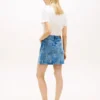 Allover Crest High-Rise Denim Mini Skirt
