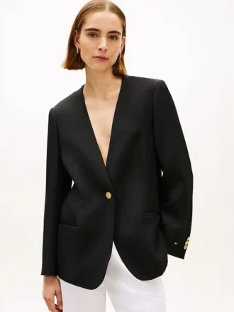 Blazer i linnedblanding med afslappet pasform Blazer i linnedblanding med afslappet pasform