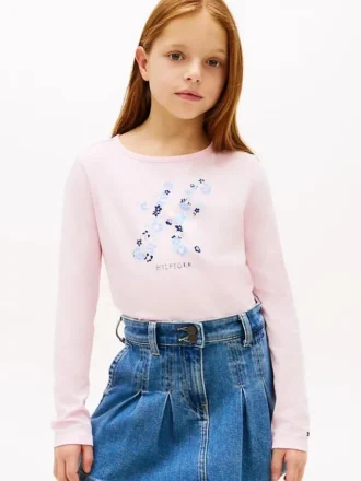 Børne-T-shirt med blomstermonogram