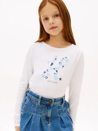 Børne-T-shirt med blomstermonogram