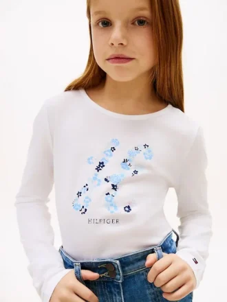 Børne-T-shirt med blomstermonogram