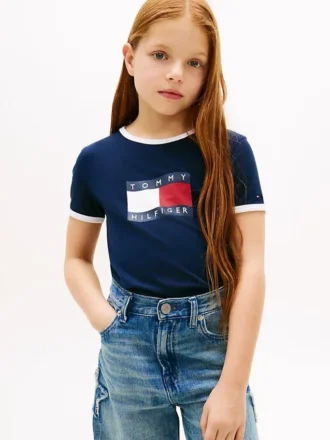 Børnet-shirt med bølget flaglogo