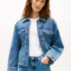 Cinched Faded Denim Jacket Cinched Faded Denim Jacket