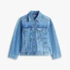 Cinched Faded Denim Jacket Cinched Faded Denim Jacket