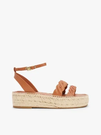 Espadrille med læderremme og platform Espadrille med læderremme og platform