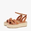 Espadrille med læderremme og platform