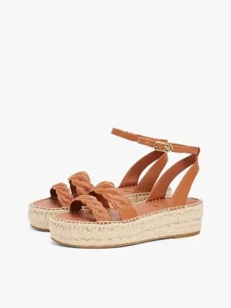 Espadrille med læderremme og platform Espadrille med læderremme og platform