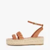 Espadrille med læderremme og platform