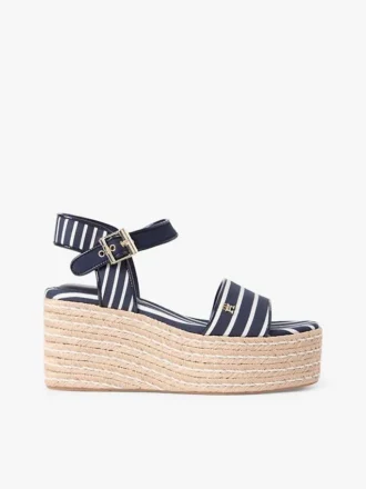 Espadrille med platformskile og bretonske striber
