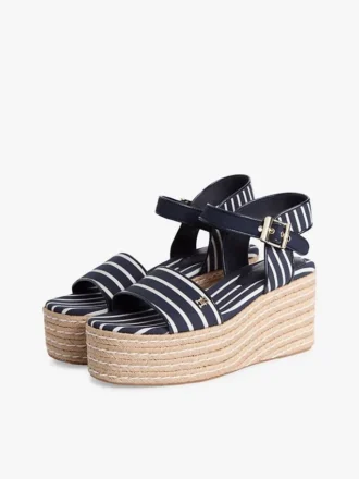 Espadrille med platformskile og bretonske striber