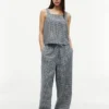Gingham-bukser i linneblanding Gingham-bukser i linneblanding