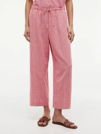 Gingham-bukser i linneblanding