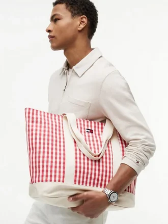 Gingham-canvas-tote