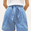 Gingham Seersucker-shorts med bælte Gingham Seersucker-shorts med bælte