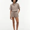 Gingham-shorts i linneblanding