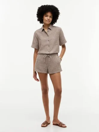 Gingham-shorts i linneblanding Gingham-shorts i linneblanding