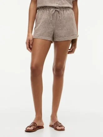 Gingham-shorts i linneblanding Gingham-shorts i linneblanding