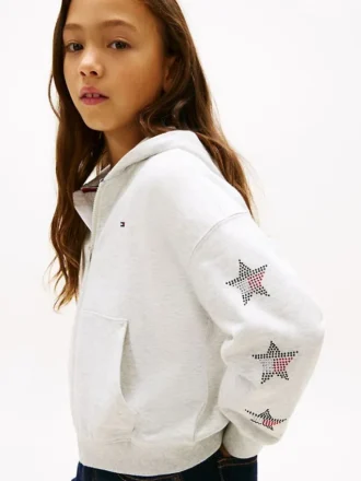 Hættetrøje med rhinestone-stjerne-logo til børn