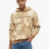 Hoodie med tropisk print og børstet inderside