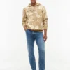 Hoodie med tropisk print og børstet inderside
