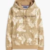 Hoodie med tropisk print og børstet inderside