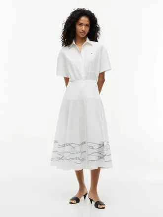 Kortærmet poplin-skjortekjole Kortærmet poplin-skjortekjole