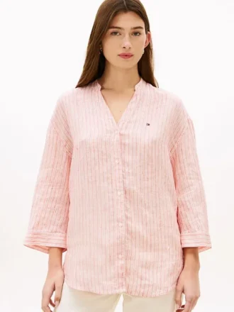 Kraveløs linned-pullover Kraveløs linned-pullover