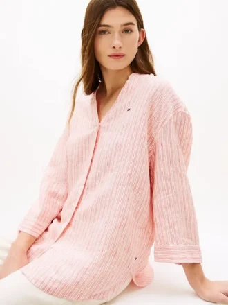 Kraveløs linned-pullover Kraveløs linned-pullover