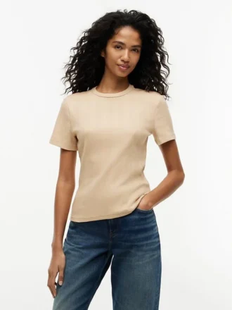 Letvægts-T-shirt i ribstrik