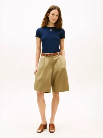 Plisserede poplin-Shorts