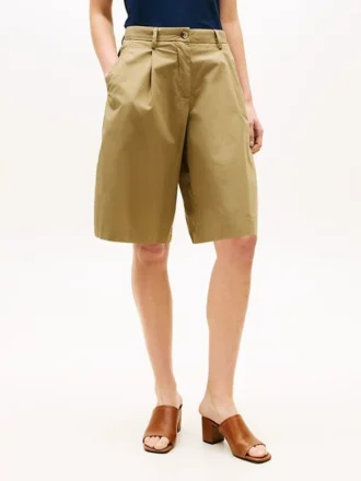 Plisserede poplin-Shorts