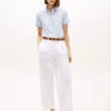 Plisseret twill-chino med bred benvidde