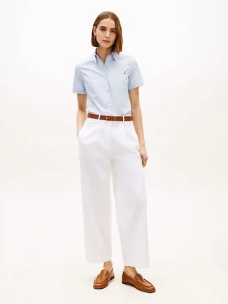 Plisseret twill-chino med bred benvidde