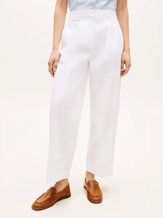 Plisseret twill-chino med bred benvidde