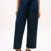 Plisseret twill-chino med bred benvidde