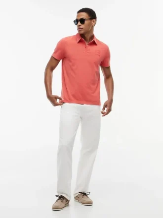 Regular Fit Garment-Dyed Crest Polo