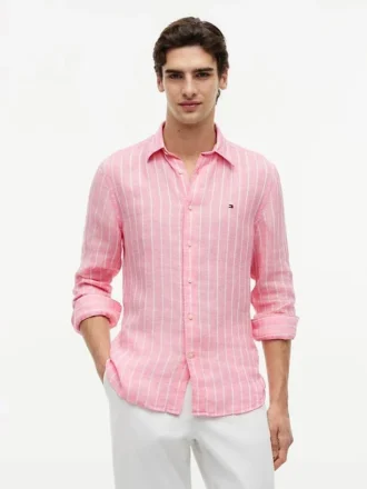 Regular Fit stribet linnedskjorte Regular Fit stribet linnedskjorte