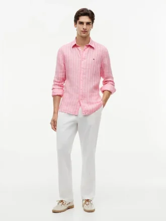 Regular Fit stribet linnedskjorte Regular Fit stribet linnedskjorte