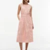 Rynket Gingham Seersucker Midi-kjole Rynket Gingham Seersucker Midi-kjole
