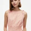 Rynket Gingham Seersucker Midi-kjole Rynket Gingham Seersucker Midi-kjole