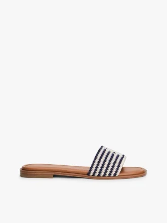 Script Monogram Stripe Woven Slide Script Monogram Stripe Woven Slide