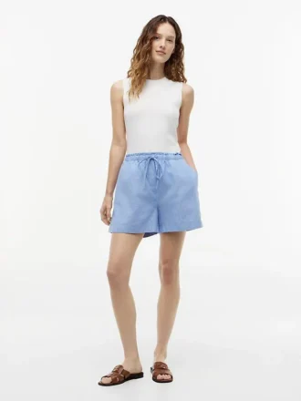 Shorts i hør-bomuldsblanding