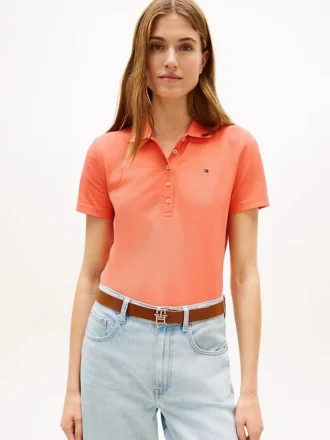 Slim fit-polo i stretchbomuld