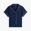 Sovesæt med skjorte og Shorts med kontrastkant Sovesæt med skjorte og Shorts med kontrastkant
