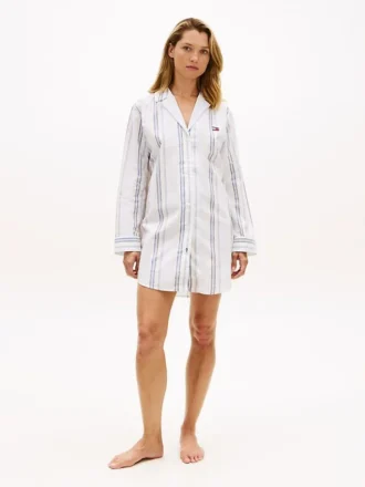 Stribet poplin-nattkjole