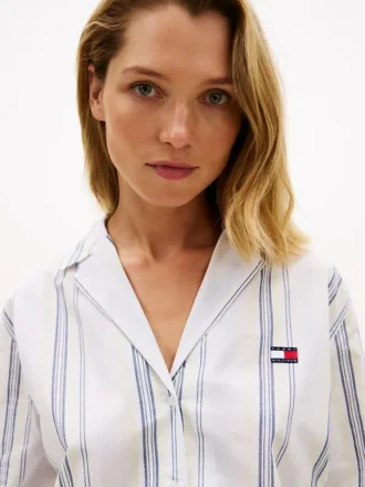 Stribet poplin-nattkjole