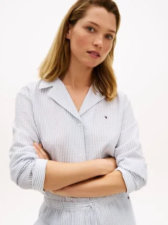 Stribet Seersucker-nattøj